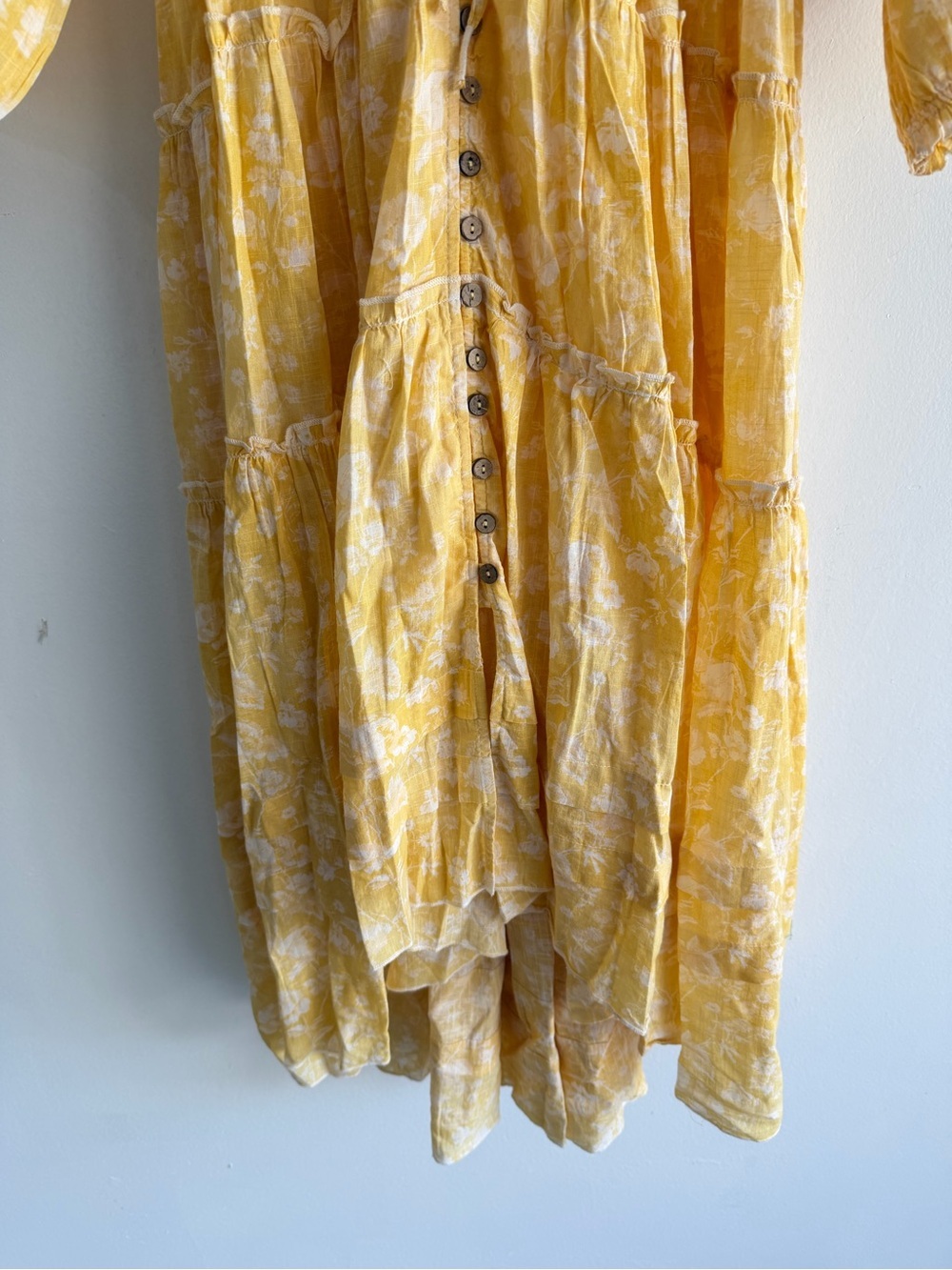 New! Free People Sunshine Yellow Pappiet Chintzy Floral Midi Dress 8434 - Picture 8 of 16